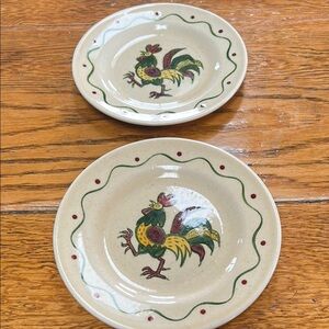 Vintage Metlox Poppytrail bread plates in California Provincial Rooster pattern.